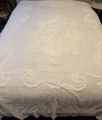 Vintage white chenille - white,